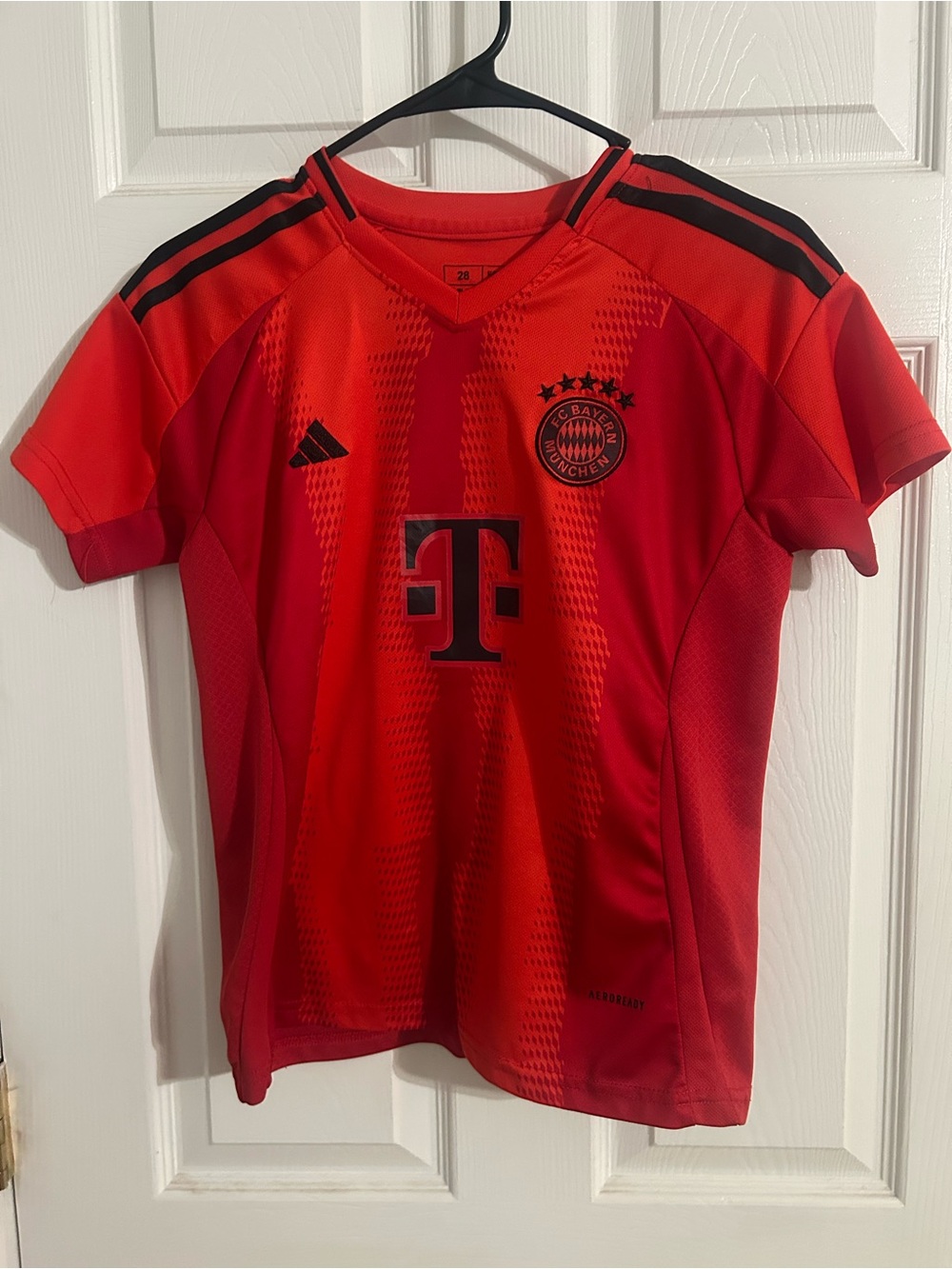 adidas Kids Red Bayern Munich Soccer Jersey with Black Trim
